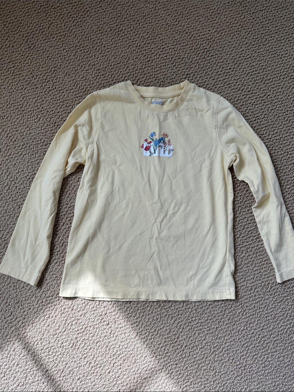 Kith Kids Yellow Long Sleeve Kids' Tee with Floral Graphic